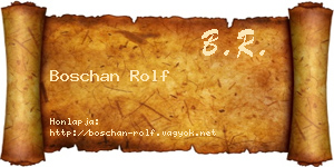 Boschan Rolf névjegykártya